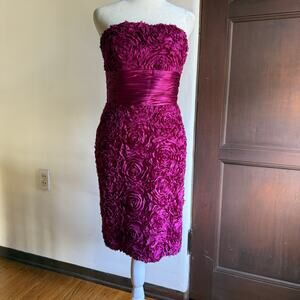 Y2K Vintage | BADGLEY MISCHKA Collection | Pink silk Rosette Strapless Dress | 0
